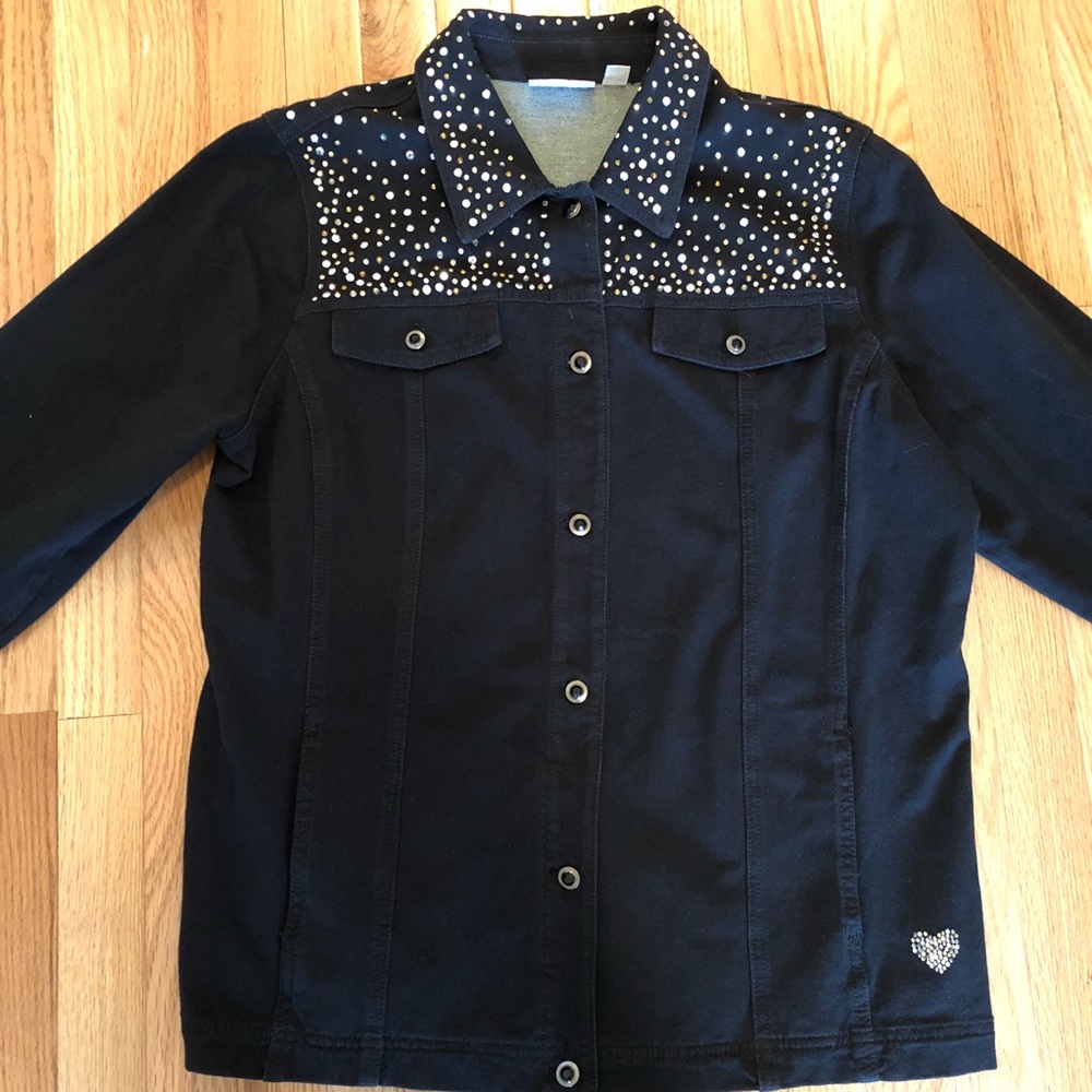 Black jacket with rhinestone detail